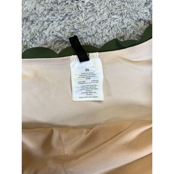 J. Crew Scalloped One-Shoulder‎ Swimsuit Size 20 Green Olive Nude Laser Cut Out - Picture 3 of 9